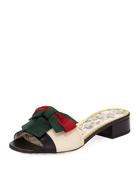 gucci bow slides cheap